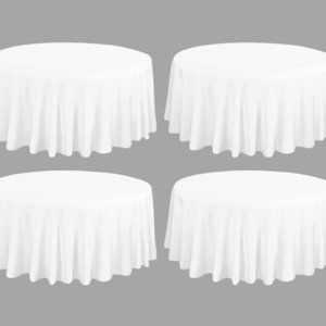 4 White Tablecloths - 108 inches round